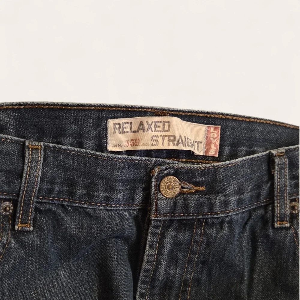 Levis 559 Relaxed‎ Straight Jeans Mens 36x29 Dark Wash Denim Raw Hem Cutoff